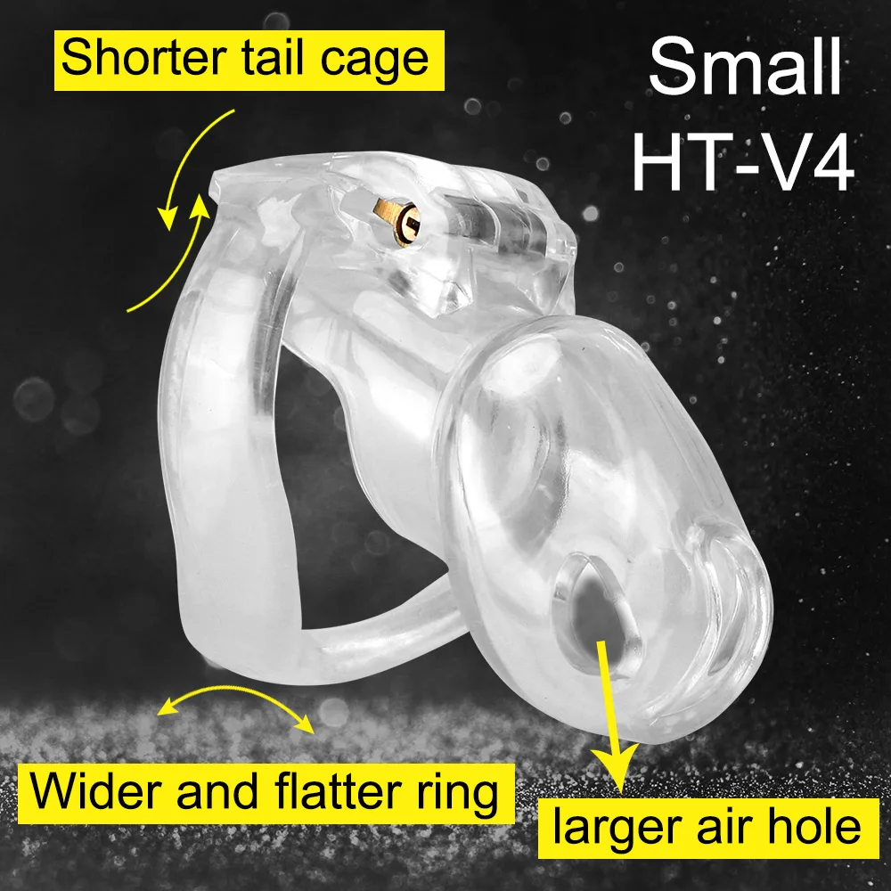 Male Chastity Device Ht V4 Cage With Virginity Lock And 4 Rings_voghion.com