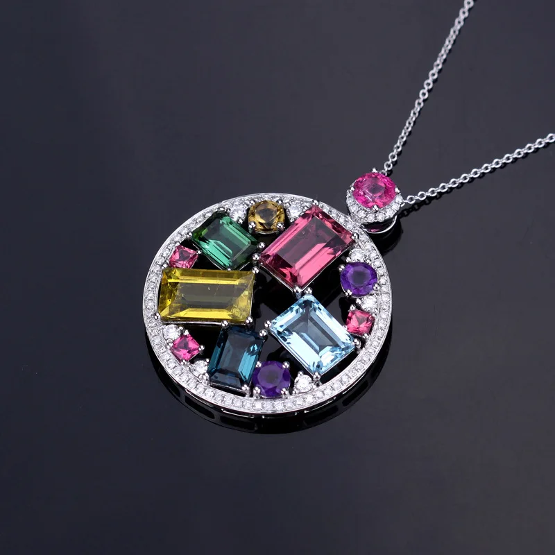 Bague Ringen, разноцветный круглый кулон, Стерлинговое Серебро, 925 ювелирные изделия для женщин, прямоугольные драгоценные камни, для деловых свадеб