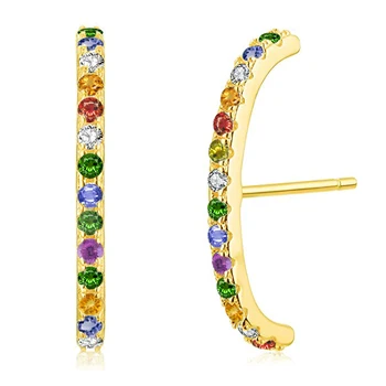 

Luxury Female Crystal Zircon Stone Earrings 925 Sterling Silver Gold Rainbow Jewelry Romantic Boho Stud Earrings For Women A30