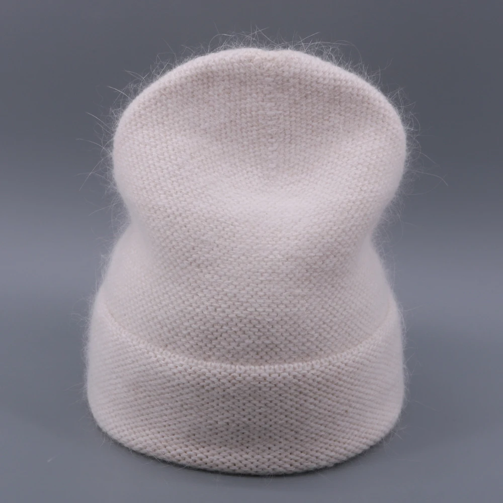 Зимняя вязаная шапка Skullies из кроличьего меха в винтажном стиле для женщин, женские шапки бини, одноцветные теплые женские Лыжные шапки Gorro для девушек, стиль