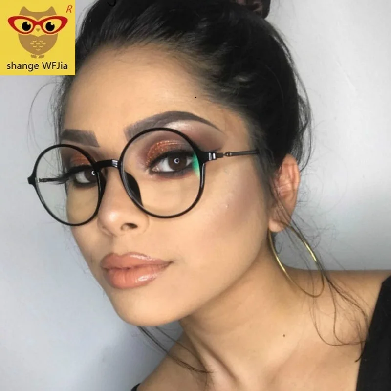 Модные женские очки, круглая оправа, мужские очки, черная оправа, винтажные очки с прозрачными линзами, оптическая оправа для очков