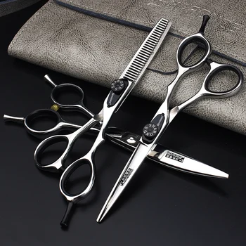 

Genuine Hairdressing Scissors 5.5/6 inch Flat Cutting Thinning Teeth Scissors Willow Chubby Cut Hairdresser Barber Scissors Set