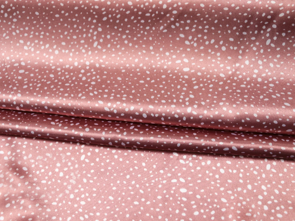 1 Meter x 1,48 Meter geometrischer Satinstoff, seidiges Charmeuse-Material mit Punkten – Detail 8