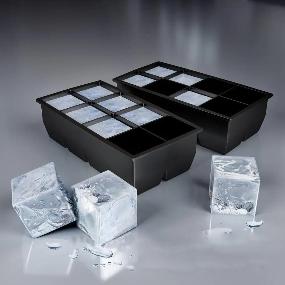 

Black 8 Big Cub-e Giant Jumbo Large Silicone Ice Cub-e Square Tray Mold Mould Black Silicone Mold DIY Ice Pudding Cake Biscuits