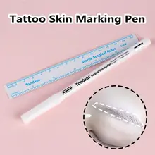 

1pc Hot White Tattoo Skin Marking Pen Surgical Mark Microblading Eyebrow Positioning Measuring Ruler Waterproof Skin Scribe Tool