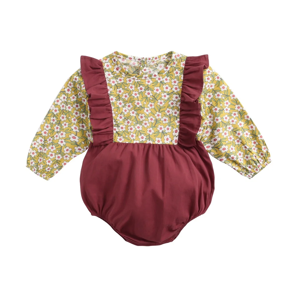 

Baby Romper Spring and Autumn Long Sleeved Cotton Flowers Printed Newborn Clothes