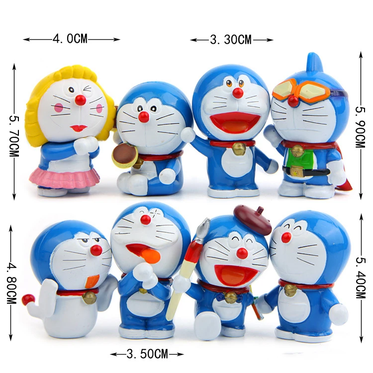 8Pcs Anime Doraemon Action Toy Figures 3-5CM | Игрушки и хобби