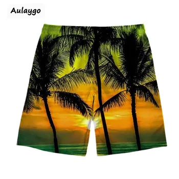 

2020 New Brand Men's Board Shorts Plantree Pattern Swimwear Trunks Beach Shorts Boys Sports Surffing Shorts Celana Pendek