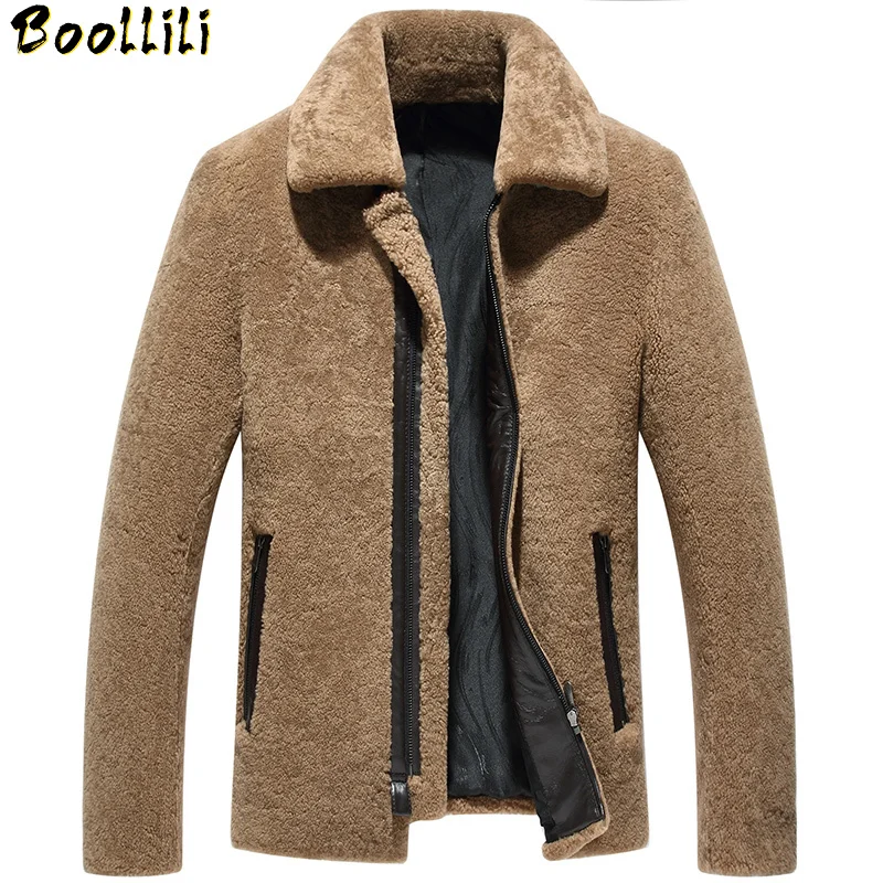 

Men's Natural Boollili Fur Coat Winter Jacket Men Sheep Shearling Short Warm Real Fur Coats Leather Jackets Plus Size