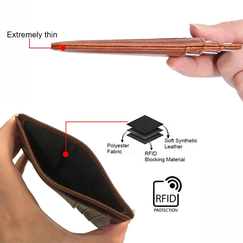 DIENQI Тонкий RFID блокирующий кредитный держатель для карт кожаный кошелек для мужчин и женщин Бизнес id держатель кредитной карты кошелек Тонкий держатель для карт Израиль