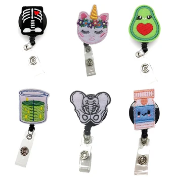 

10 pcs/lot Free Shipping Mix Style Nurse Retractable Felt ID Badge Holder Reel