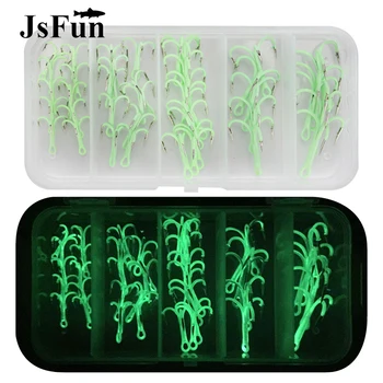 

40Pcs/Set Carbon Steel Treble Fishing Hooks Reliable Luminous Fishing Hook with Barbed Night Fishing Tackle DG19