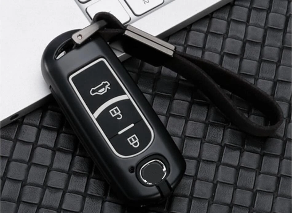 3 button black white Автомобильный Футляр для ключей из углеродного волокна для Mazda CX-5 CX-7 Mazda 3 5 6 Atenza Alexa 2/3 смарт-кнопка защиты - Название цвета: 3 button black white
