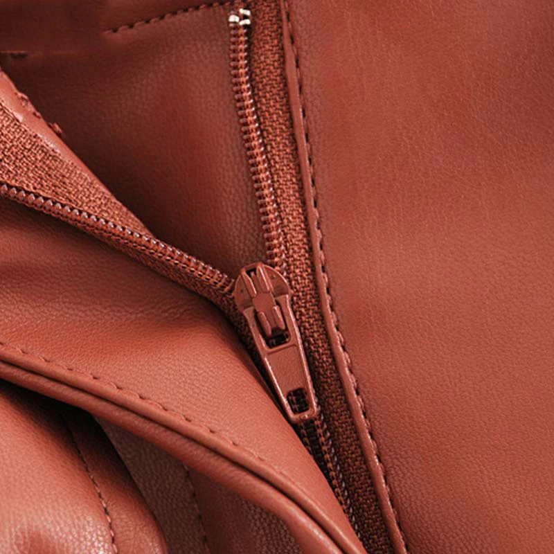 women chic PU leather skirt women ruffles skirt bow tie sashes pockets zipper pleated skirt female mini skirts mujer
