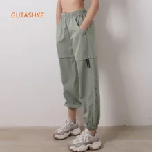 GUTASHYE, спортивные, с завязками на талии, черные, для бега, женские,, для улицы, для спортзала, для бега, спортивная одежда, Свободные тренировочные штаны, спортивные штаны