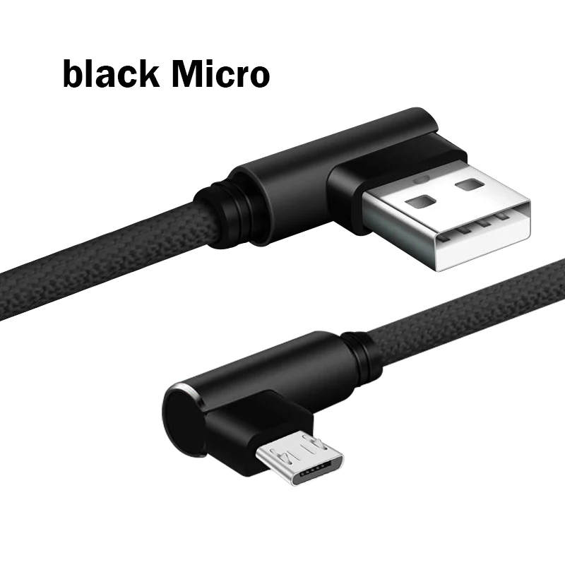 X91 двойной локоть передачи данных 0,25 м 1 м 2 м Android для iphone 7 8 XS мобильный телефон зарядный кабель usb type-C micro usb - Цвет: Black For Micro