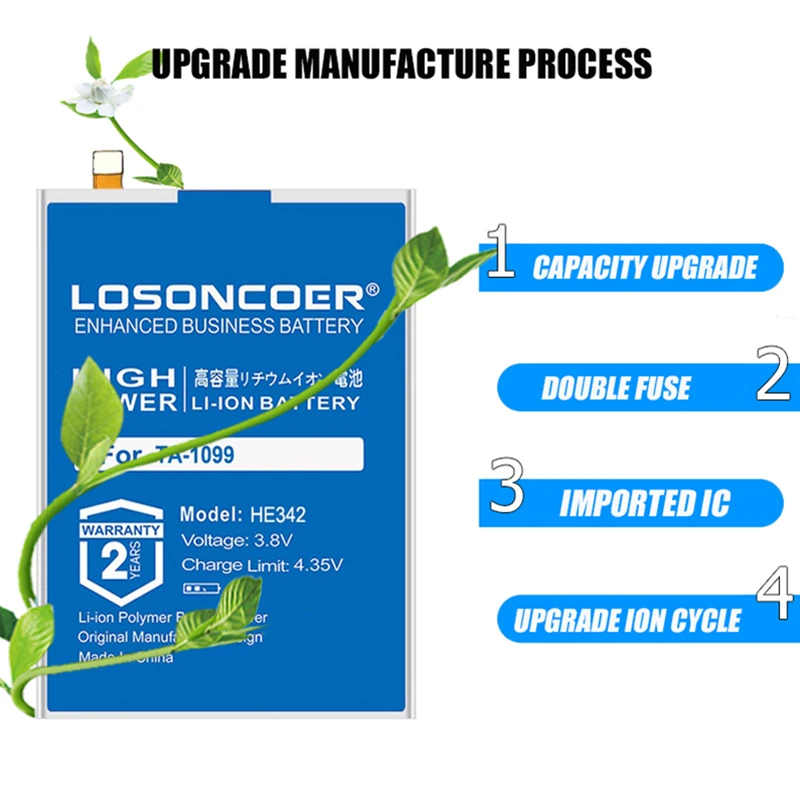 LOSONCOER 4300mAh HE 342 HE342 батареи для телефона Nokia X6 2018 6 1 Plus TA 1099 X5 1109 5 сменная