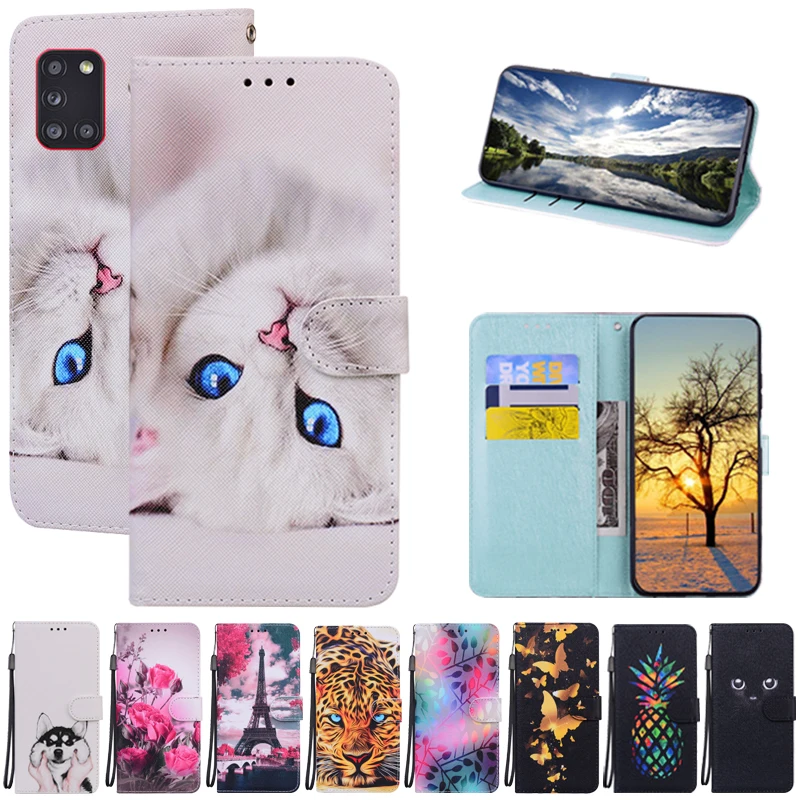 Чехол-книжка для Samsung Galaxy A31 симпатичный кожаный чехол-бумажник A 31 чехол телефона