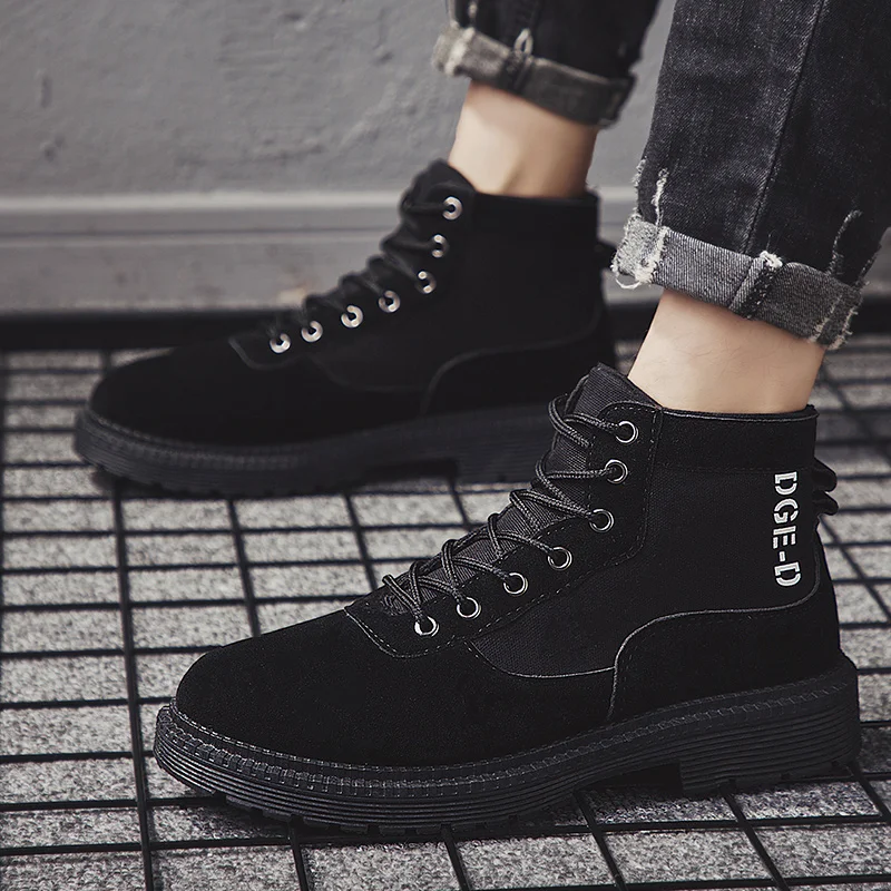 Men Military Boots Outdoor Fashion Canvas High Top Shoes Men Casual Shoes Ankle Boots Black Chelsea Boots Zapatos De Hombre