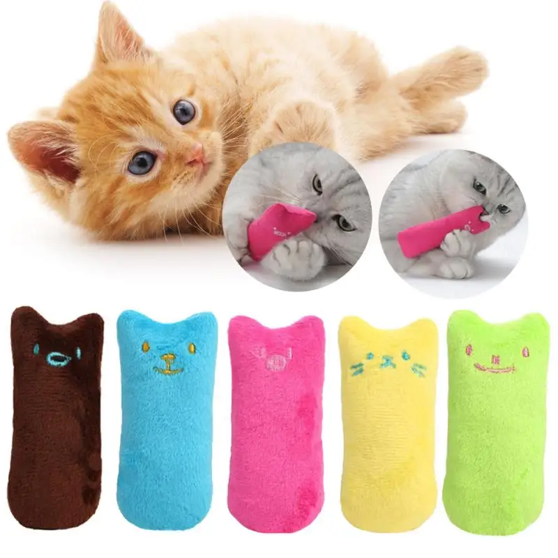 Short Plush Cat Toy Cute Catnip Toy Eco-friendly Durable Pet Cat Chewing Toy Funny Interactive Cat Supply 5 Colors Available