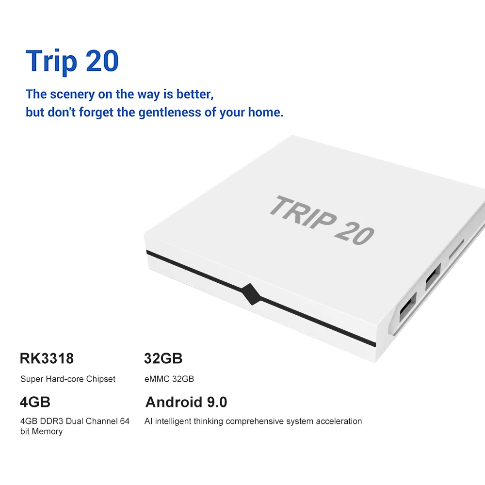 Android 9,0 Smart tv Box Trip20 RK3318 четырехъядерный 4GB32GB UHD 4K мультимедийный плеер VP9 2,4G WiFi Bluetooth 4,0 приставка