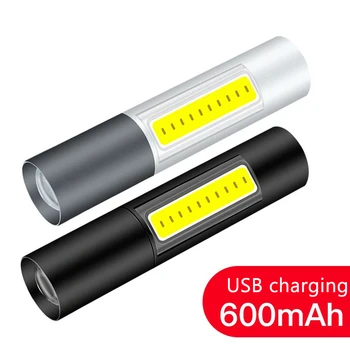 

Mini USB Rechargable LED Flashlight 3 Lighting Modes Waterproof Torch Zoom Portable Built-in Battery Camping Outdoor Flash Light