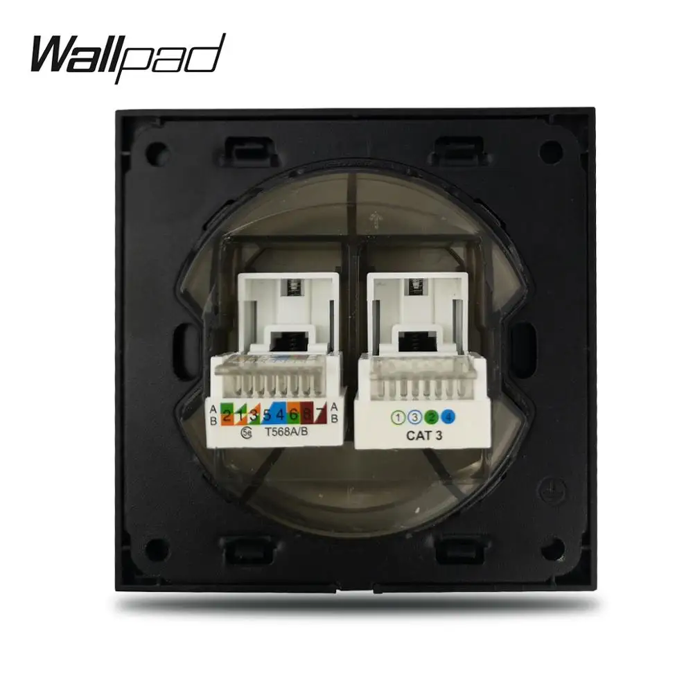 L6 белый стеклянный телефон RJ11 данных CAT6 Jack настенная розетка из закаленного стекла аксессуары для проводки розетка