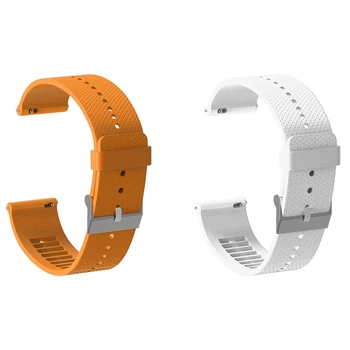 

2 Pcs 20Mm Silicone Watch Band for Polar Ignite Smartwatch Accessories Watch Strap Wristband, Orange & White