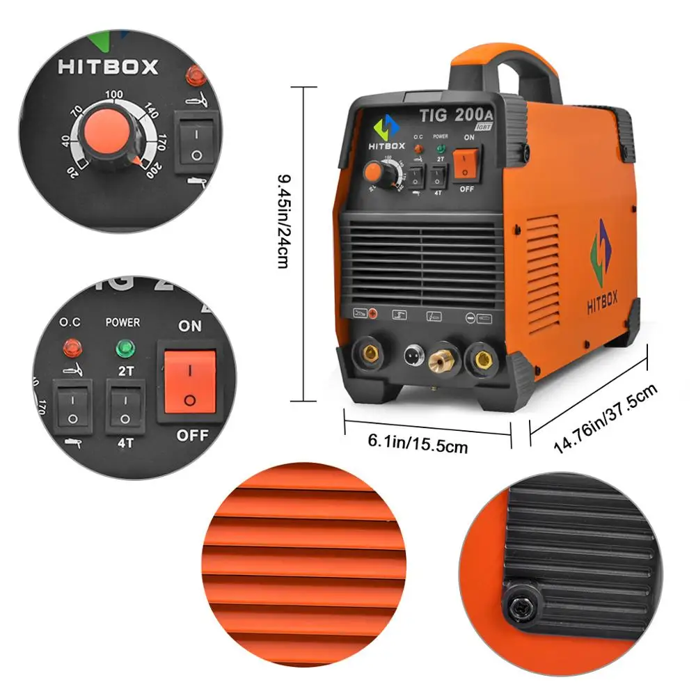 HITBOX Tig сварочный аппарат WSE 200A TIG MMA 110V 220V Argon Tig 2T 4T сварочный аппарат с контролем, нержавеющая сталь, железо, технология IGBT
