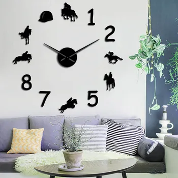 Equestrian Cowboys Diy Large Number Wall Clock Modern Horse Riding Frameless Wall Watch Giant 3d Mirror Wall Sticker Rider Gift Buy At The Price Of 10 79 In Aliexpress Com Imall Com