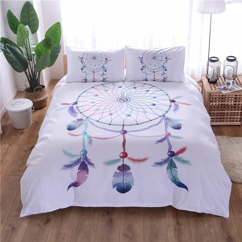 

Bohemian Feather Duvet Cover Set Single Double Queen King 2/3pcs Bedclothes Bed Linen boho Bedding Sets(No Sheet No Filling)