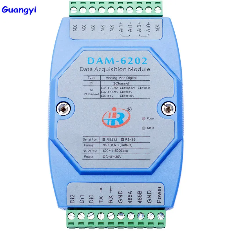 Guangyi DAM6202 смешанные с аналоговым и цифровым дисплеем Вход регистрирующий модуль Modbus преобразователь напряжения и тока