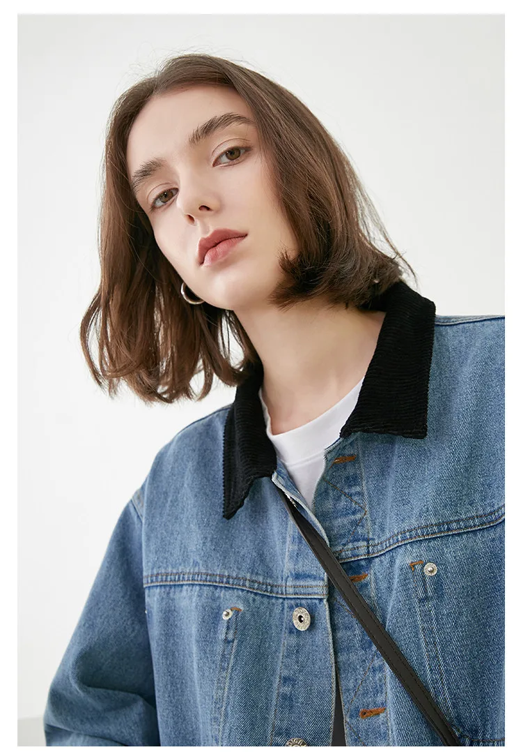 Ropa mujer invierno Женская весенне-осенняя винтажная Короткая Повседневная Свободная джинсовая куртка из хлопка jaqueta moda feminina