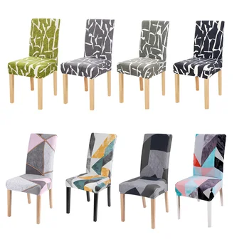 

1pc Geometric Chair Cover Dining Elastic Chair Covers Spandex Stretch Elastic Europe Style Anti-dirty Removable