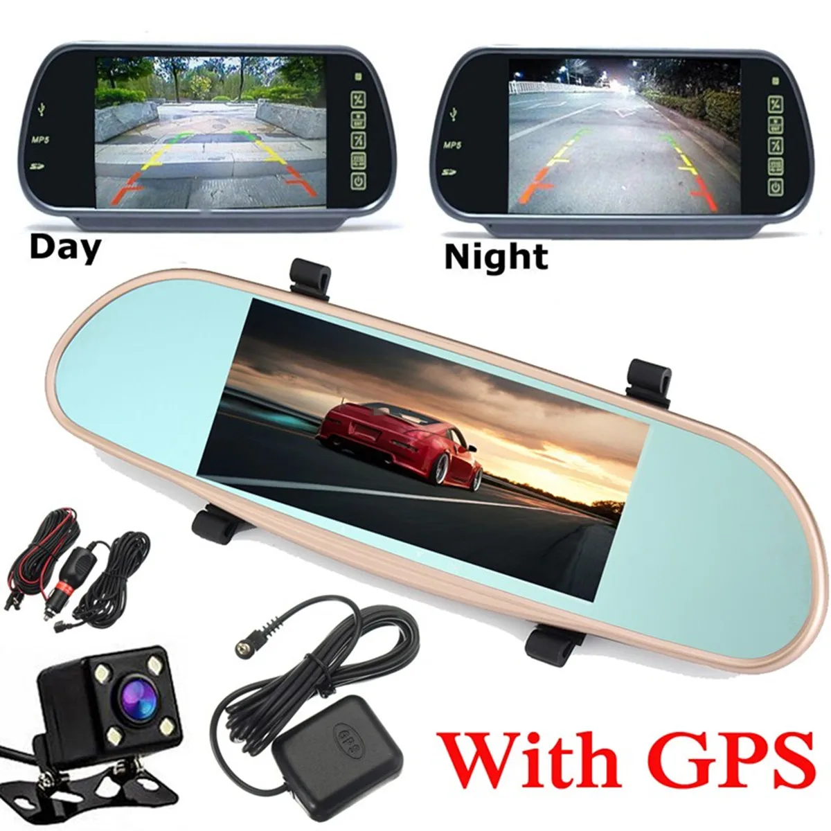 Android version Автомобильный видеорегистратор камера " двойной объектив Full HD 1080P Dashcam зеркало заднего вида видеорегистратор Автомобильный видеорегистратор камера видео рекордер ночного видения - Название цвета: Android version