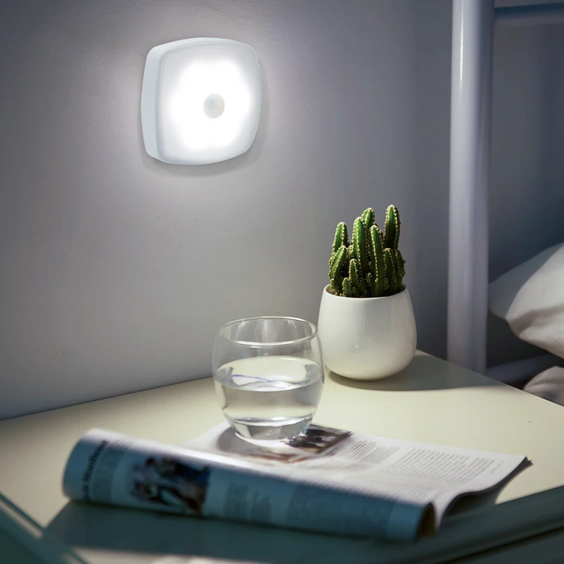 6 светодиодов Индукционная батарея настенный светильник лестницы Туалет