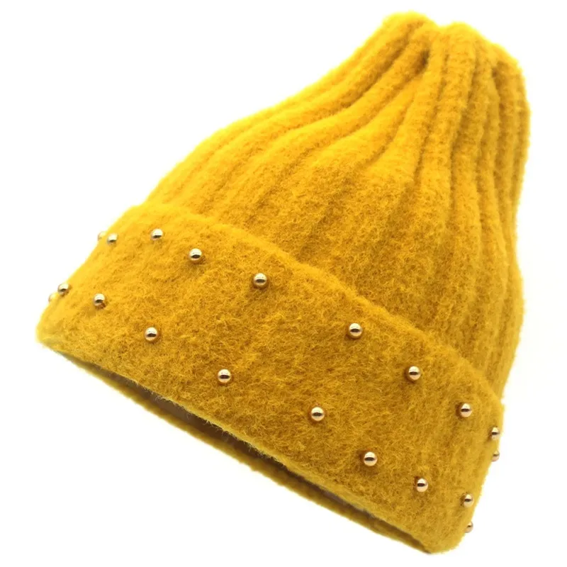 Ditpossible Новые Вязаные модные шапки женские зимние шапки Скалли шапки gorro полосатые шапки touca - Цвет: yellow