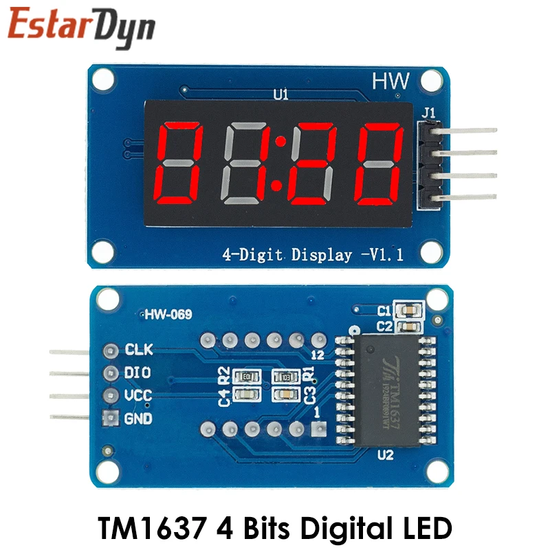 TM1637 4 Bits Digital LED Display Module arduino 7 Segment 0.36Inch Clock RED Anode Tube Four Serial Driver Board Pack
