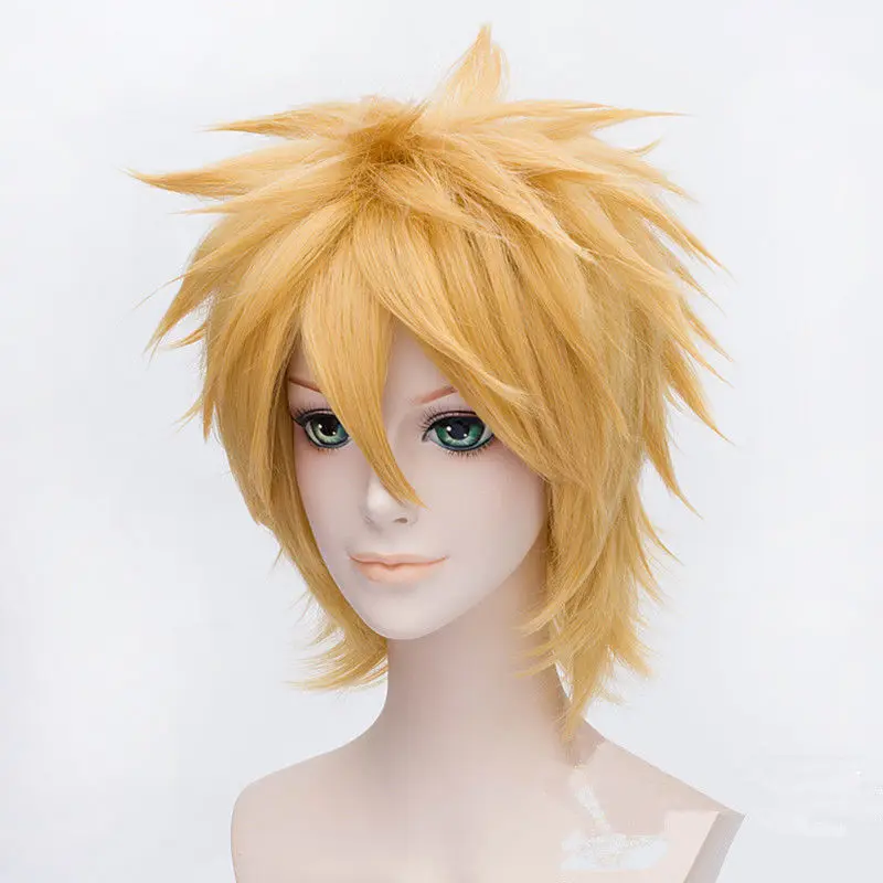 cute halloween costumes Uzumaki Wigs Golden Short Fluffy Shaggy Layered Heat Resistant Synthetic Hair Cosplay Costume Wig + Wig Cap cosplay