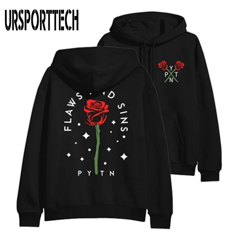 

URSPORTTECH Hip Hop Mens Hoodies Sweatshirts Women Oversized Harajuku Flower Print Pullovers Funny Streetwear Unisex Tracksuit