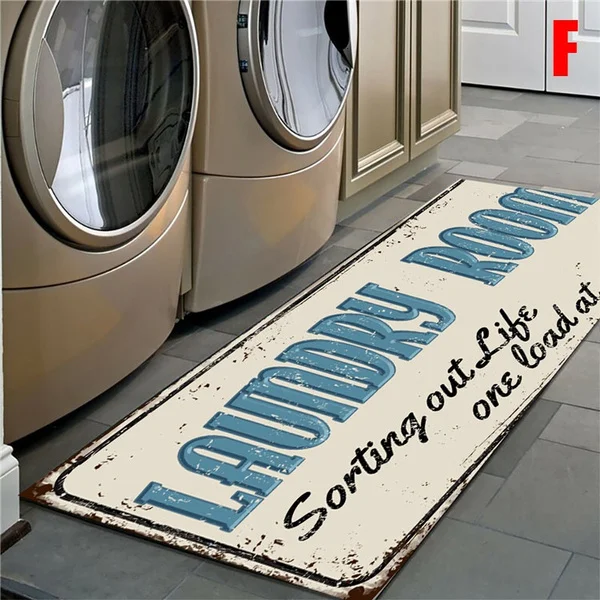 Non-Slip Floor Mat Bath Mat Entrance Doormat Self-Service Laundry Bathroom Kitchen Carpet Laundry Room Decor Print Lounge Rug