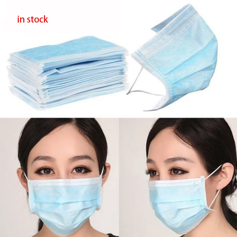 

20/50/100PCS Disposable Protective Mask 3 Layers Dustproof Cover Masks Meltblown nonwoven Prevent bacteria Masks