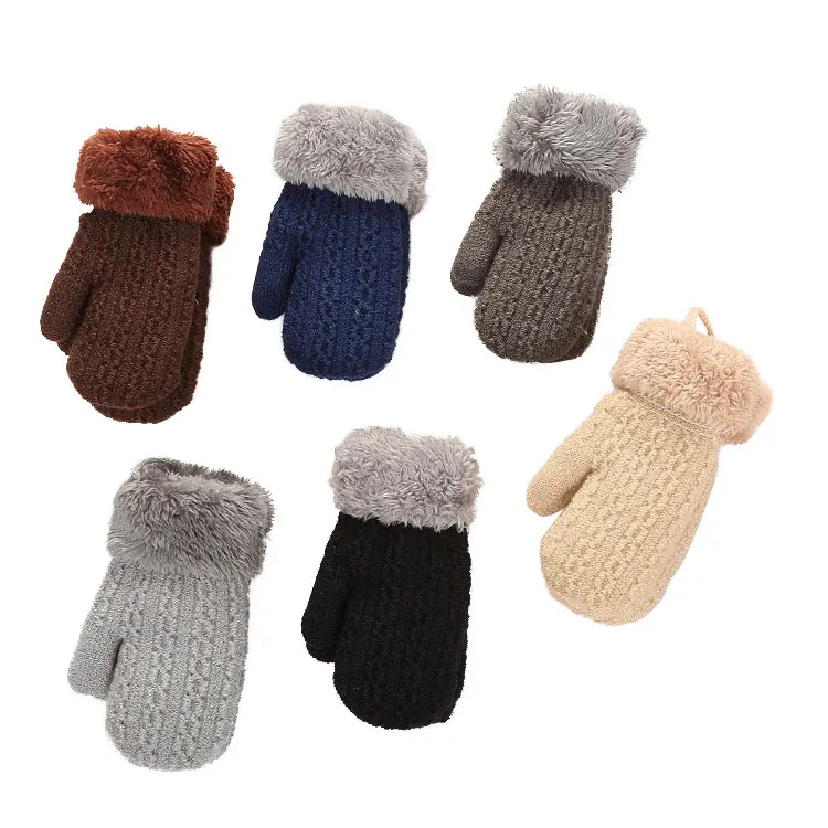 Вязаные перчатки для детей; сезон осень-зима; теплые перчатки; удобные плотные вязаные перчатки для детей; перчатки с воротником для детей 1-4 лет