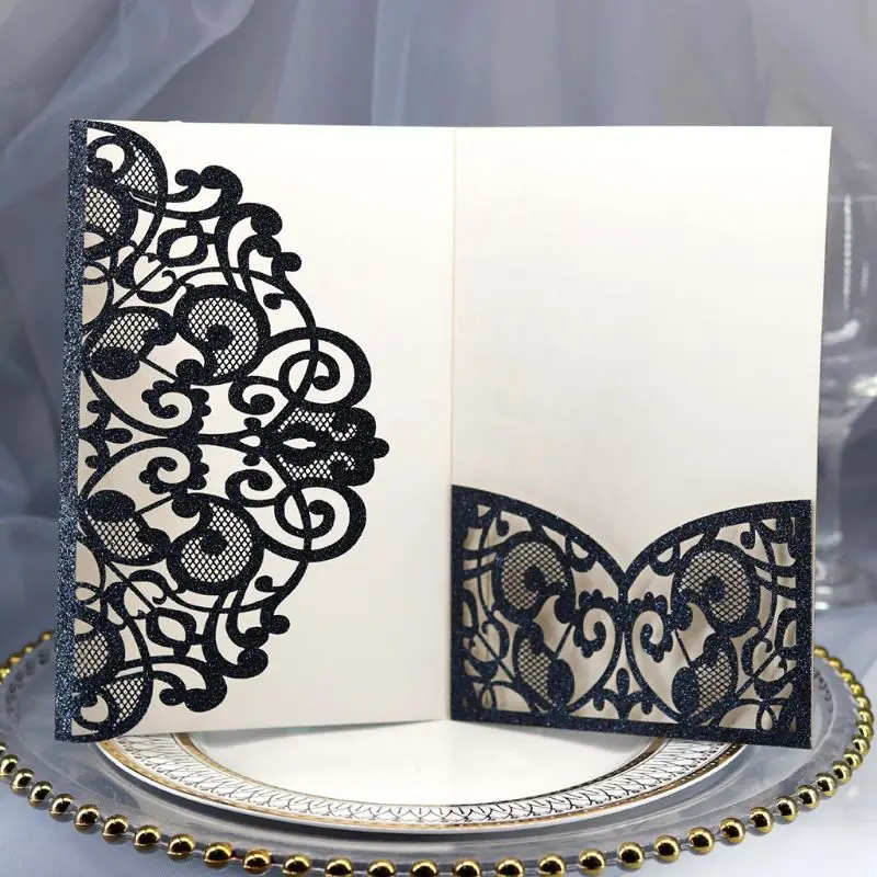  10pcs/pack Laser Cut Wedding Greeting Invitation Card Cover Personalized Hollow Business Engagement - 4.00027E+12