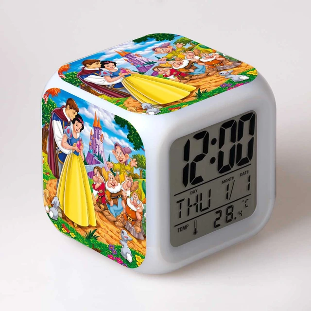 使用なし長期保存品白雪姫　7人の小人 ディズニー　目覚まし時計　アラーム　赤　卓上　時計