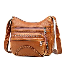 Женские сумки через плечо на 3 молнии с наружным карманом, коричневые сумки через плечо, высокое качество, женская кожаная сумка, женские ручные сумки, bolso mujer