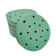 Green 100 sheets of 6 inch 17 hole sandpaper 150 mm round flocking 80-400 grit abrasive for Festool sander