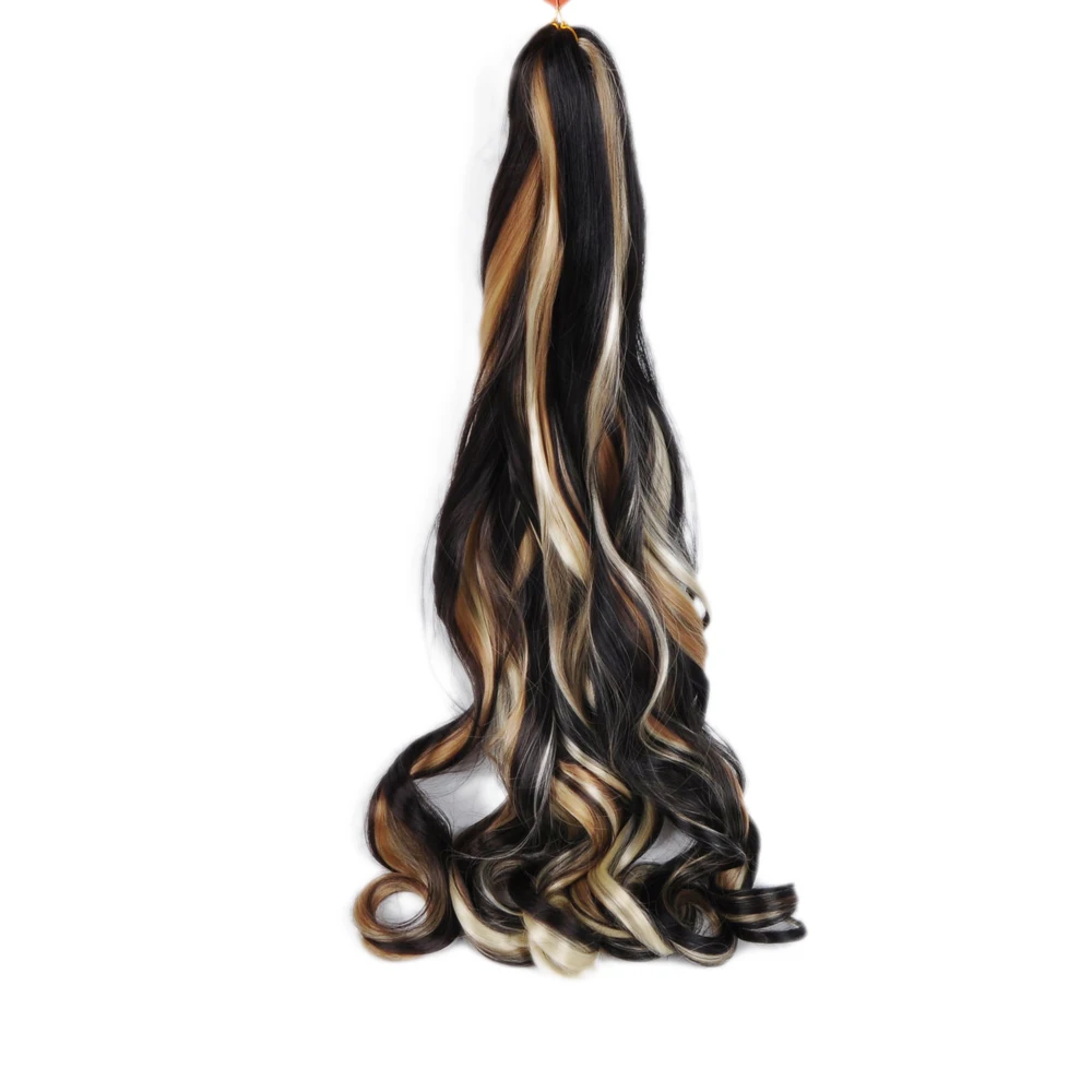 Synthetic 26 Inches Loose Wave Crochet Braids Hair Ombre Spiral Curls Pre Stretched Braiding Hair Extensions For Black Woman