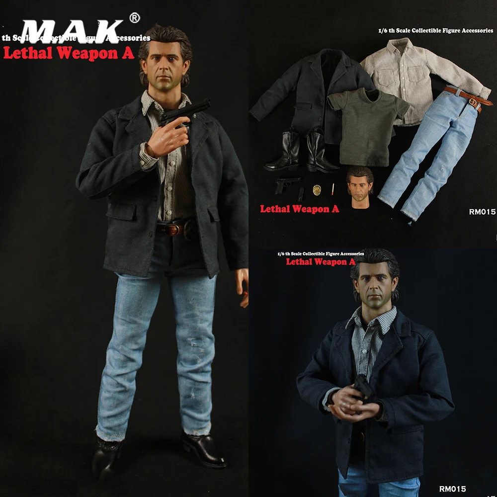 RM015 1/6 Scale Male Figure Accessory Lethal Weapon Mel Columcille Gerard Gibson Head Clothes Suit For 12&quot Action Body | Игрушки и