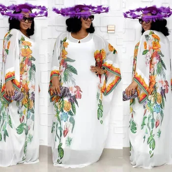

2020 Summer Women Beach African Print Clothing Nigeria Clothes Chiffon Long Maxi Dress Dashiki Kanga Dress Plus Size Robe Gown